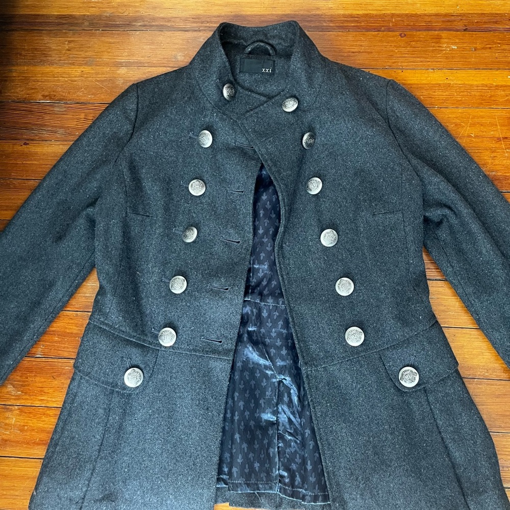Woman’s Double-Breasted Gray Coat